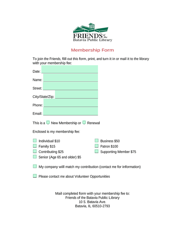Membership Form screenshot