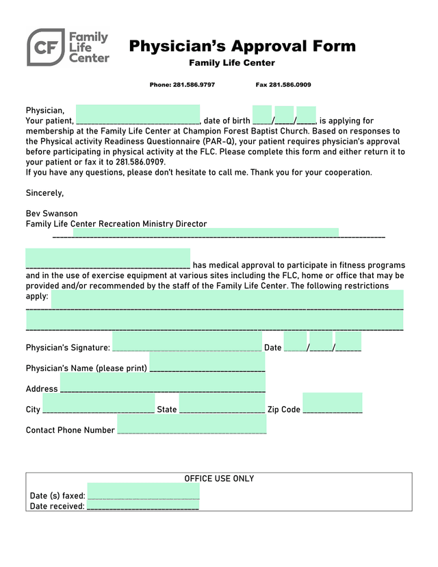 PhysicianS Approval Form screenshot