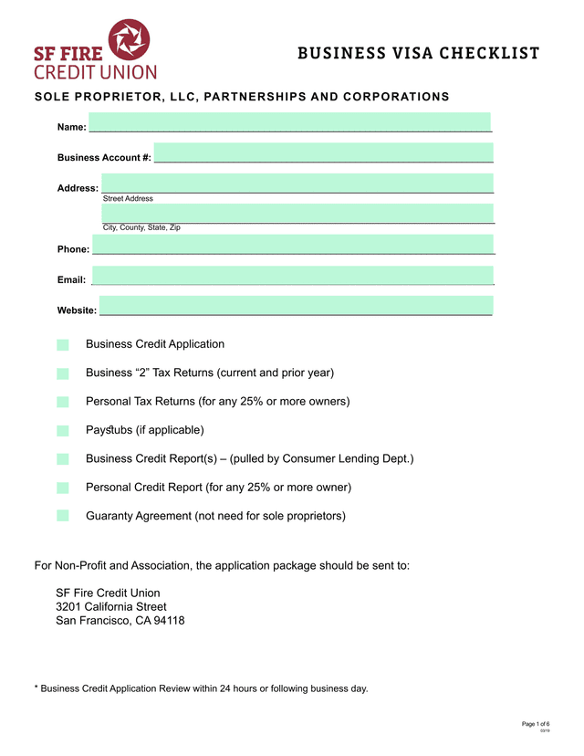 Business Visa Checklist screenshot