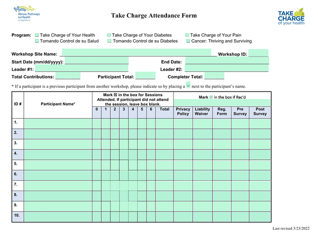 Take Charge Attendance Form screenshot