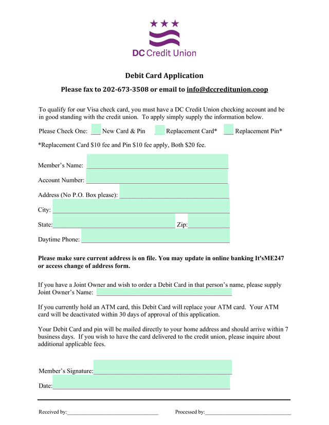 Debit  Card Application screenshot