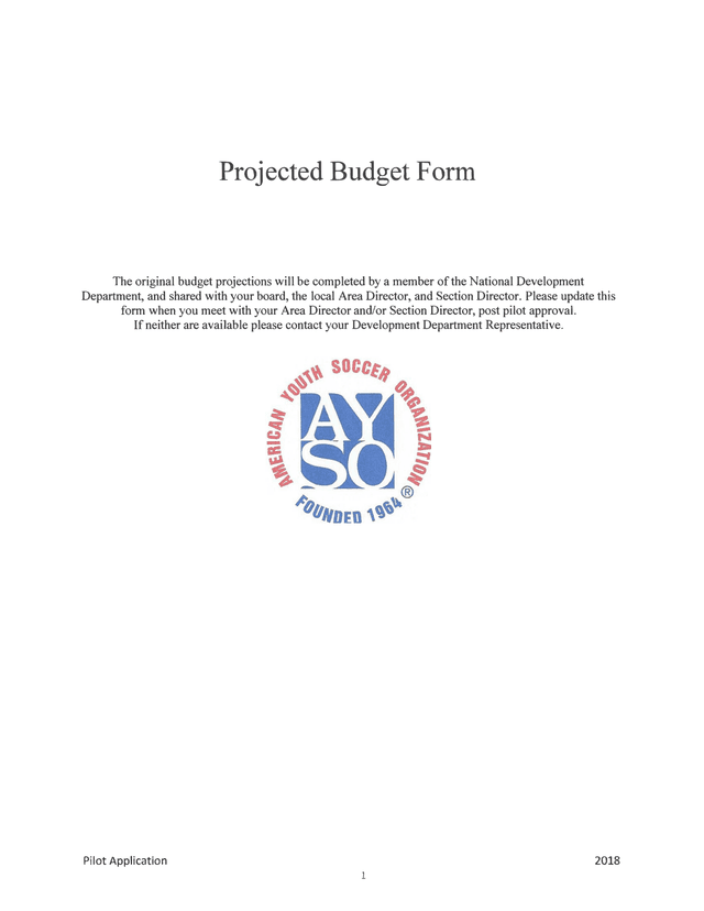Projected Budget Form screenshot