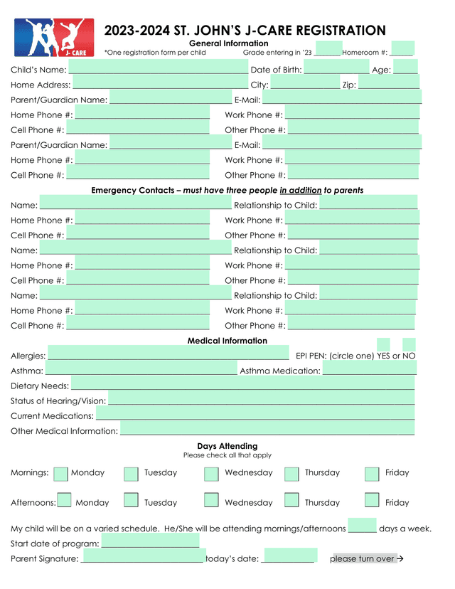 ST. JOHNS J CARE REGISTRATION screenshot