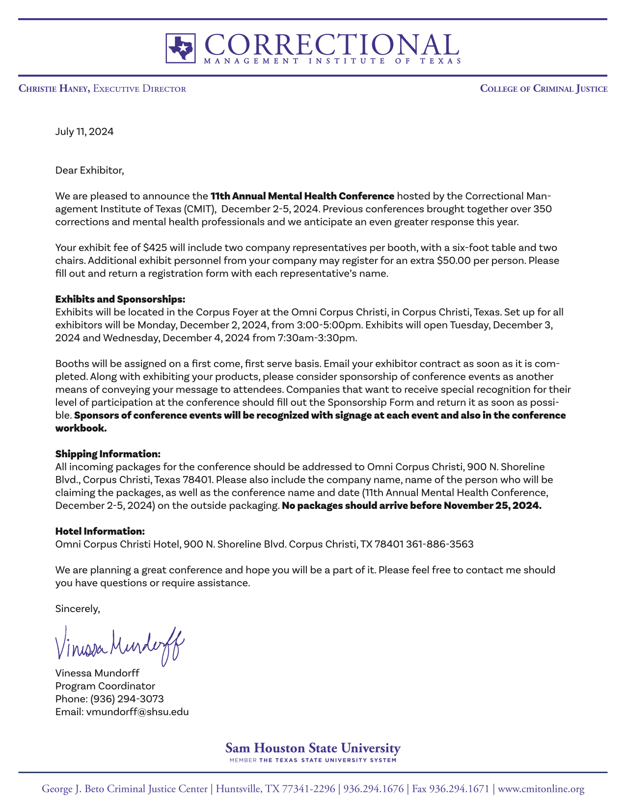 11th Annual Mental Health Conference Exhibitor Information screenshot