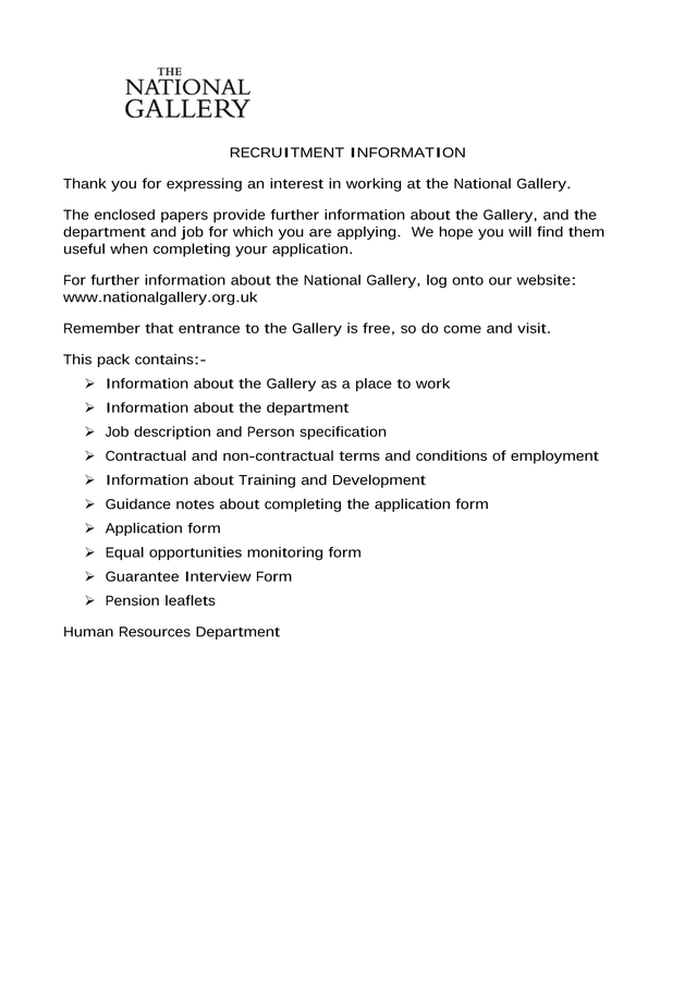 Recruitment Information Pack screenshot