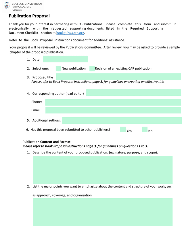 Publication Proposal screenshot