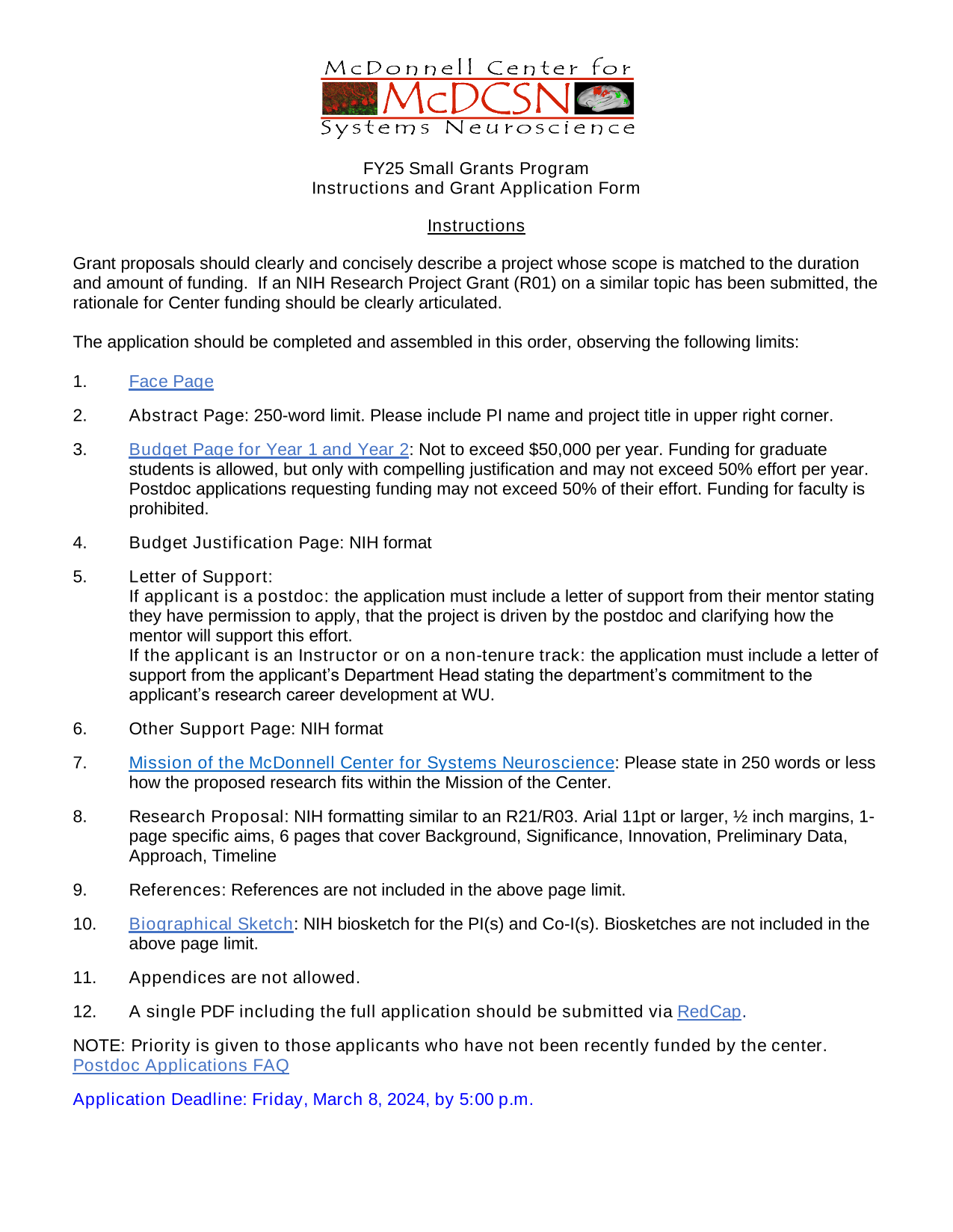FY25 Small Grants Program Instructions And Grant Application Form screenshot