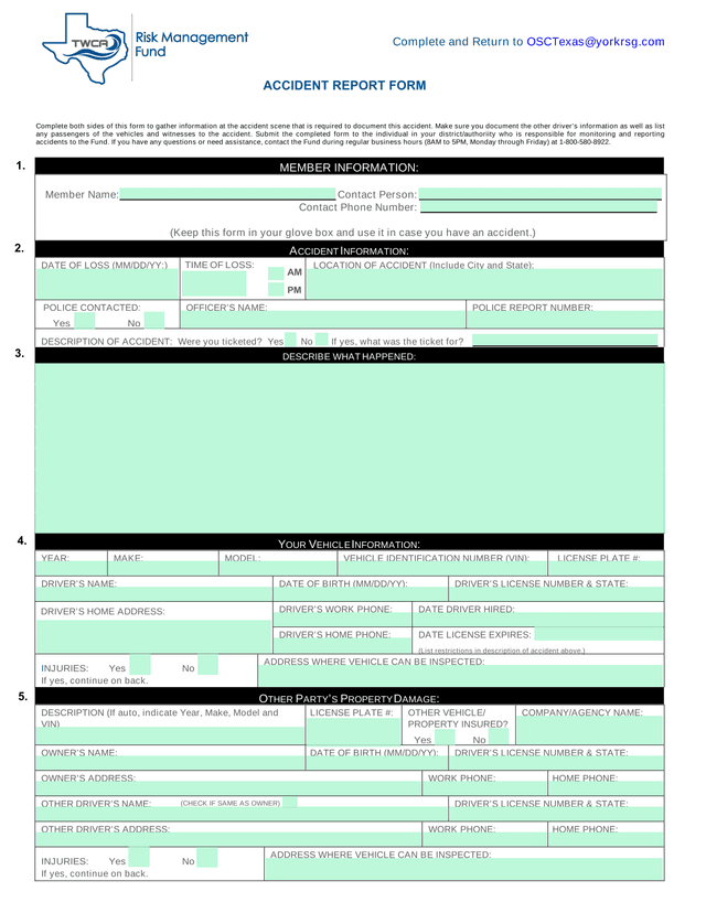 Accident Information Form screenshot
