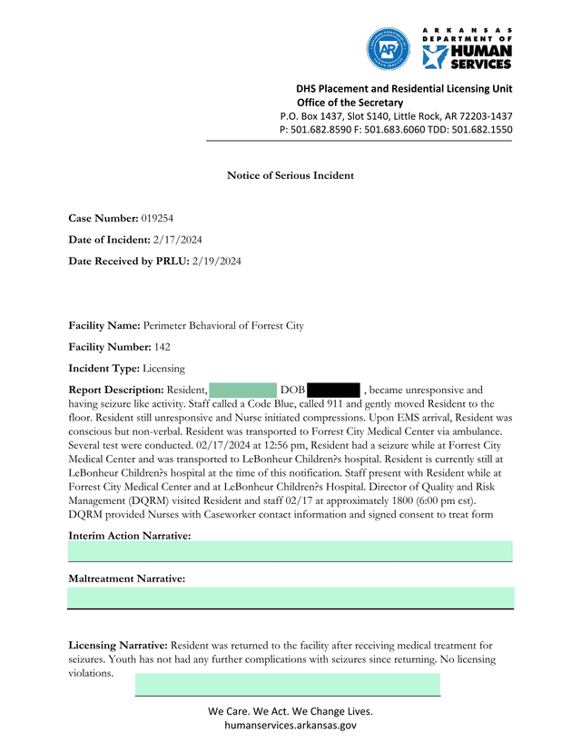 Notice Of Serious Incident screenshot