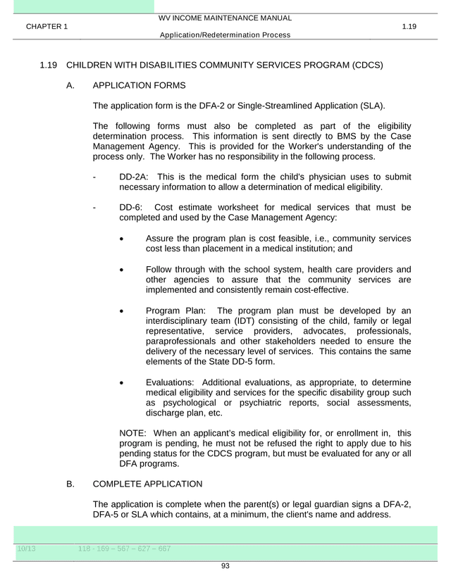 Children With Disabilities Community Services Program (CDCS) Application screenshot