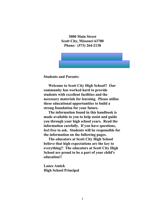 Scott City High School Student Handbook screenshot