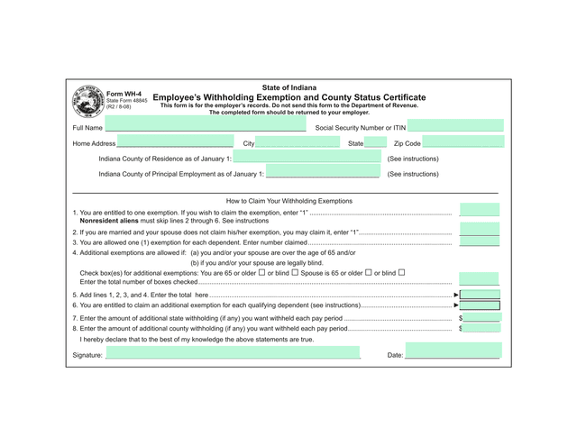EmployeeS Withholding Exemption And County Status Certificate screenshot