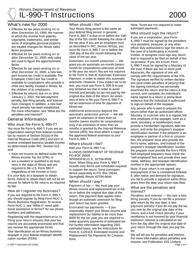 IL 990 T Instructions screenshot