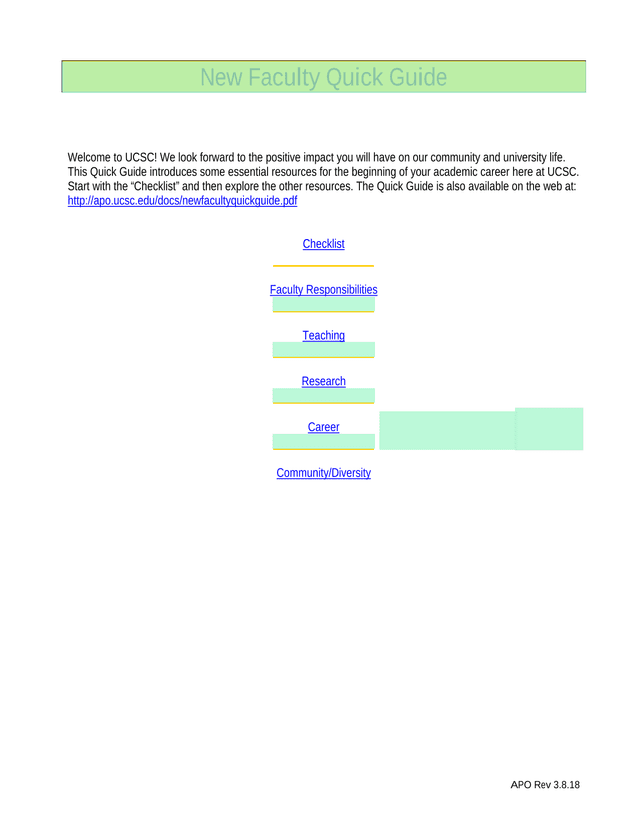 New Faculty Quick Guide screenshot