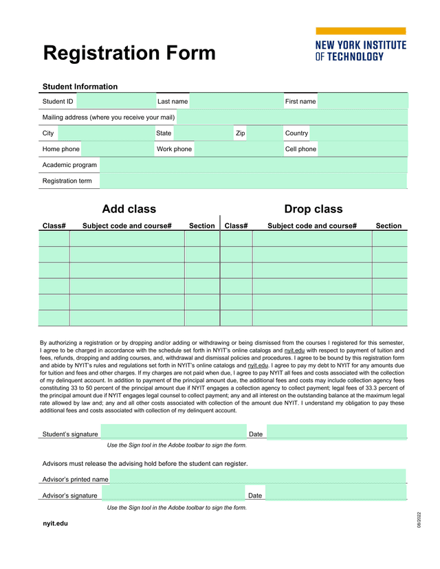 Registration Form screenshot