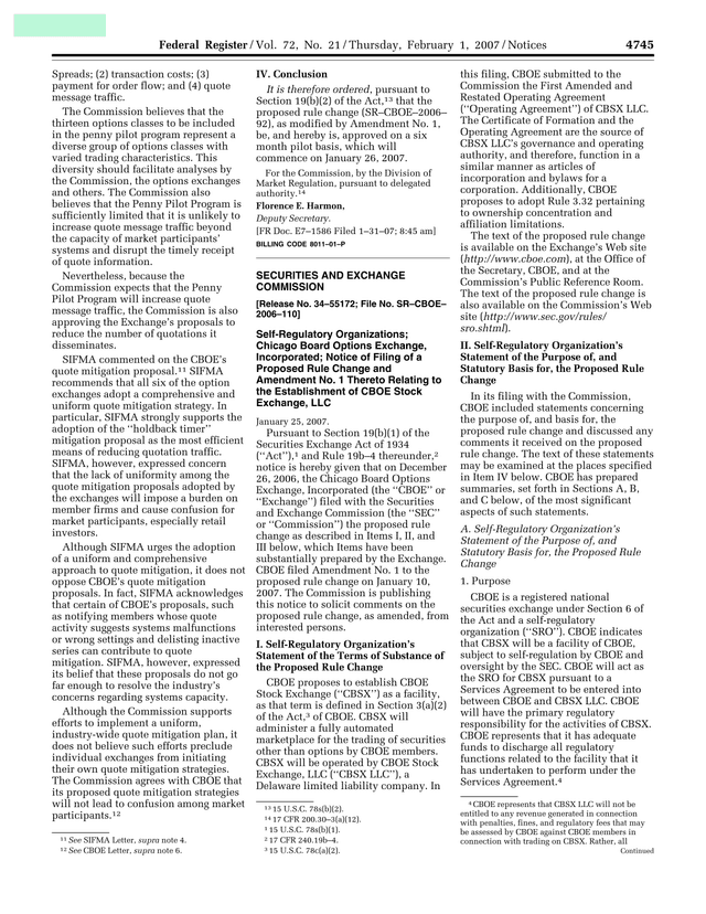 Federal Register Notice On Penny Pilot Program screenshot