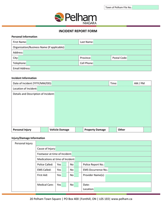 Incident Report Form screenshot