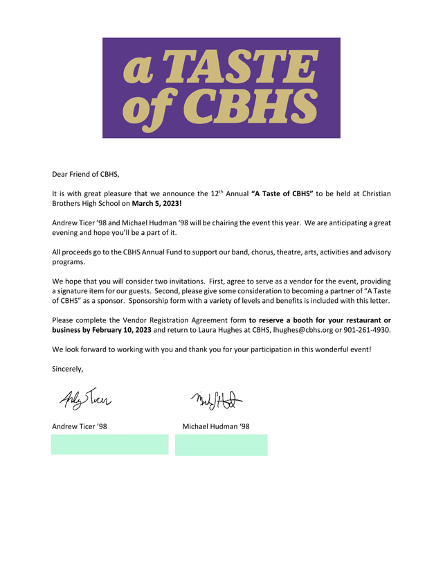 Vendor Booth Reservation Agreement   A Taste Of CBHS screenshot