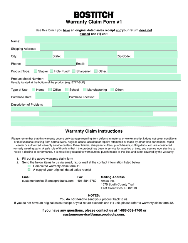 Warranty Claim Form 1 screenshot