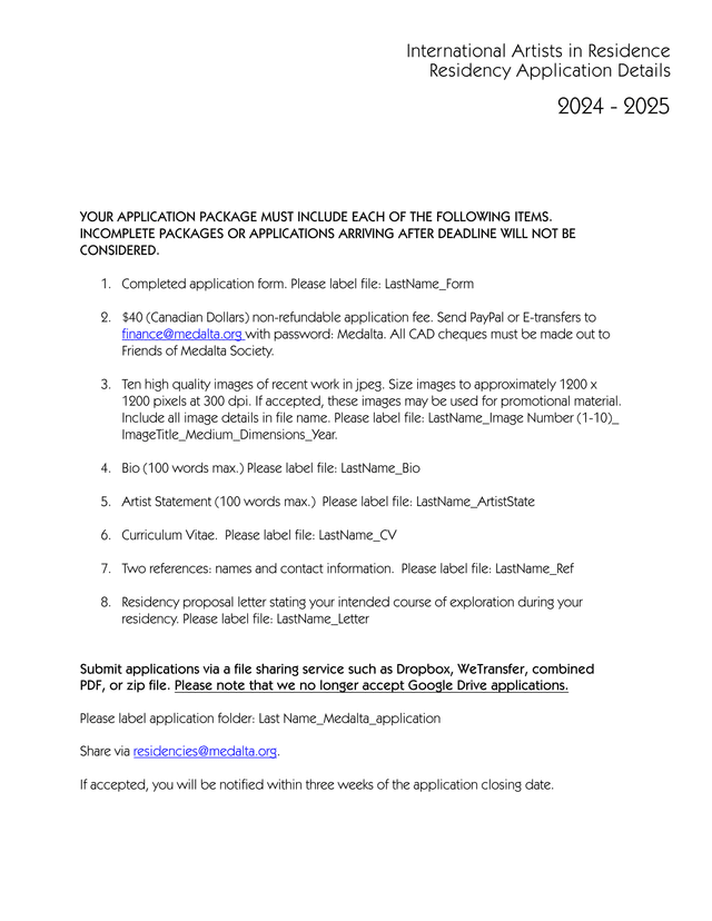 International Artists In Residence Residency Application Details screenshot