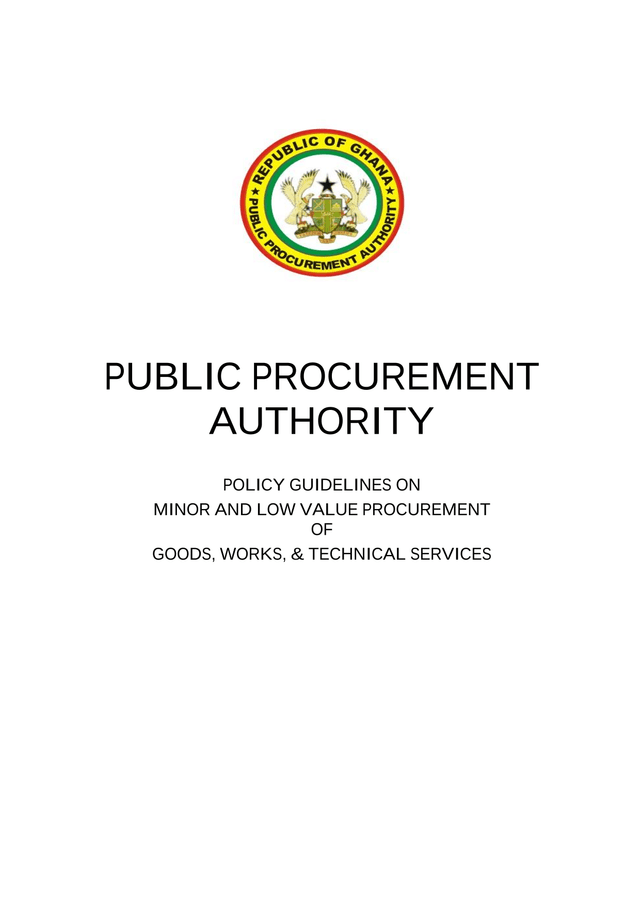 Policy Guidelines On Minor And Low Value Procurement Of Goods, Works,  Technical Services screenshot