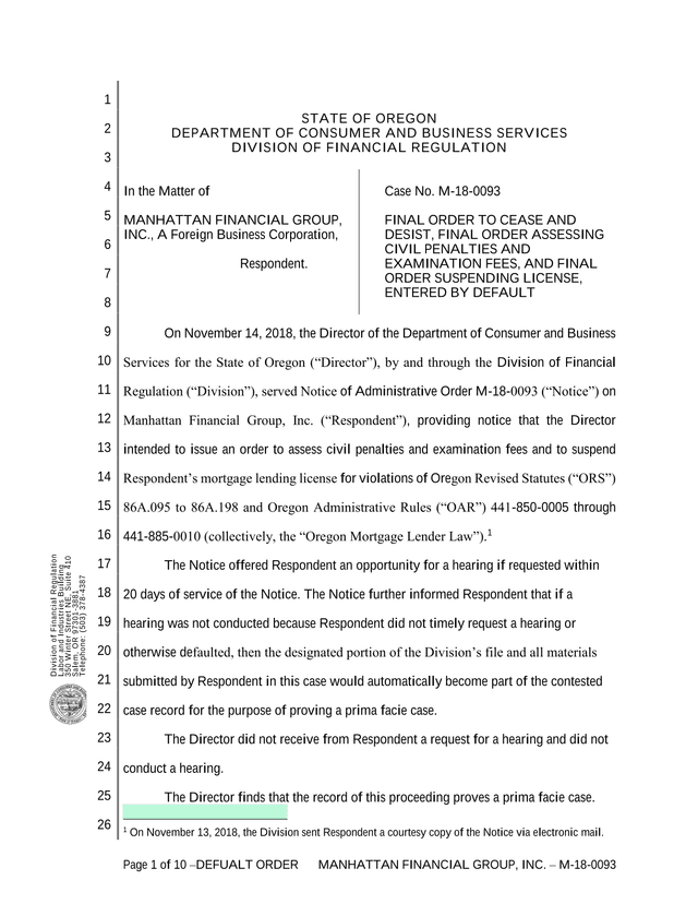 Final Order To Cease And Desist screenshot