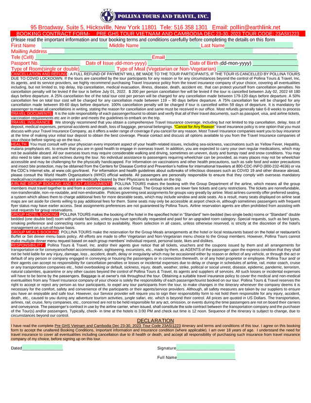 BOOKING CONTRACT FORM  PRE GHS TOUR VIETNAM AND CAMBODIA screenshot