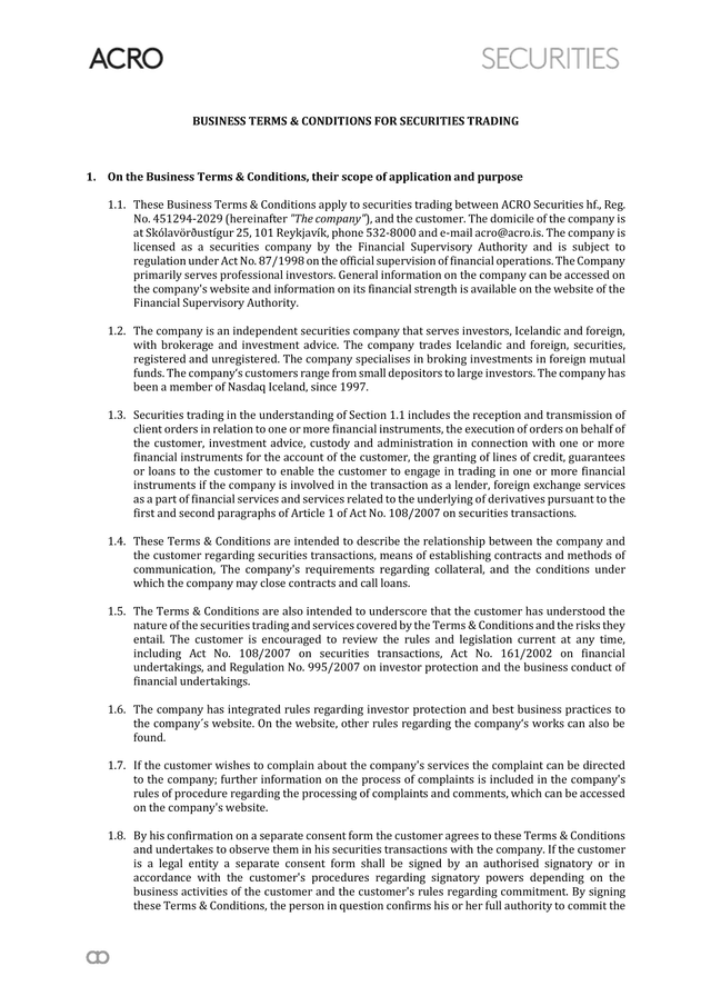 BUSINESS TERMS  CONDITIONS FOR SECURITIES TRADING screenshot