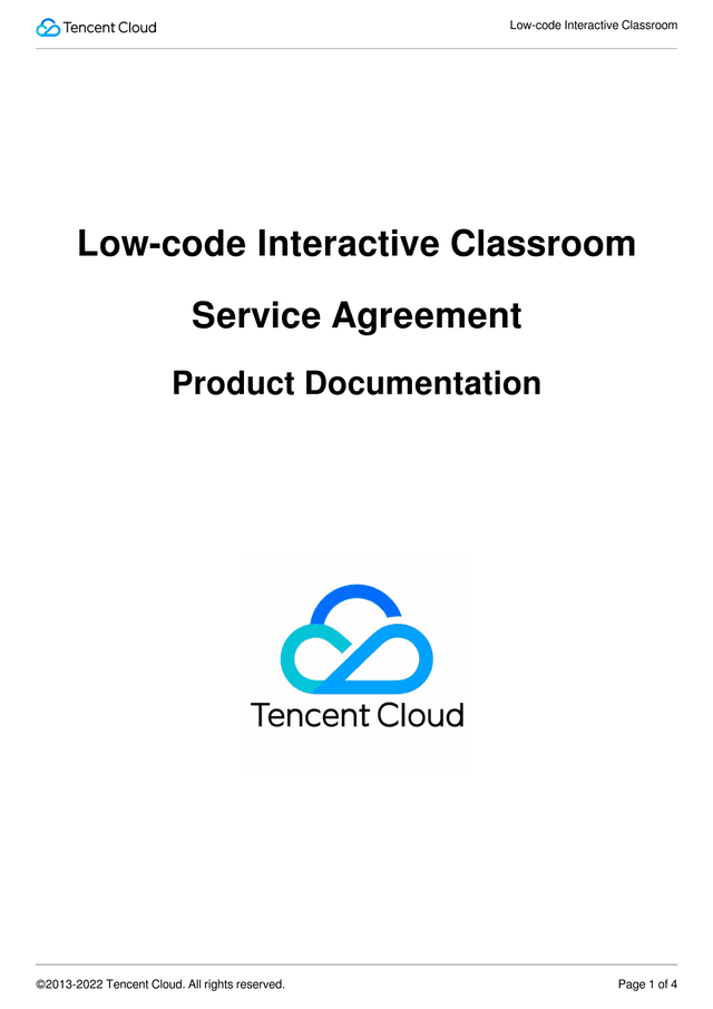 Low Code Interactive Classroom Service Agreement screenshot