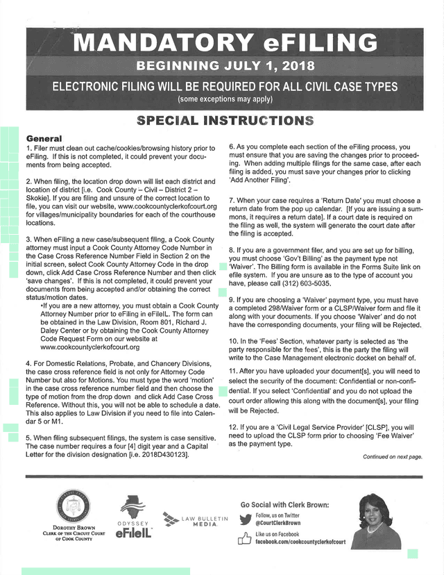 Electronic Filing Instructions screenshot