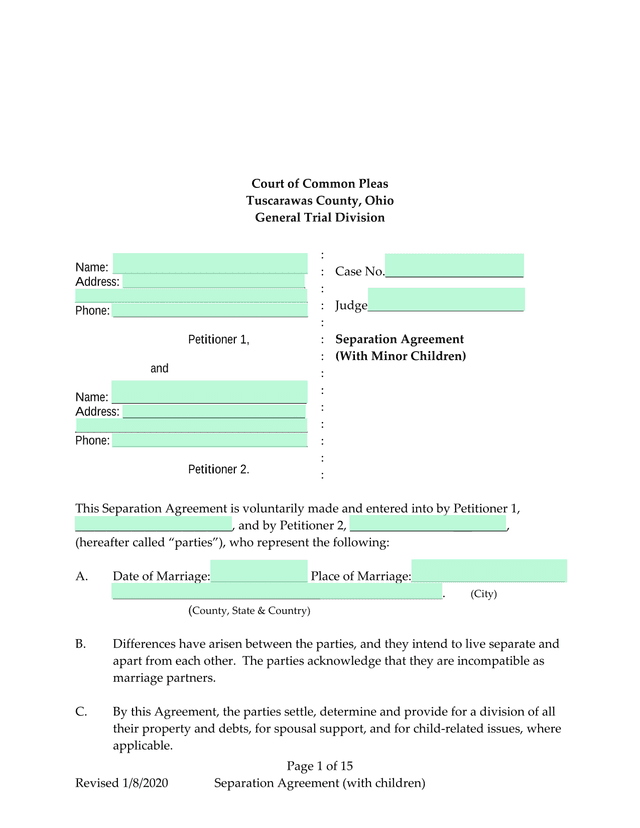 Separation Agreement (With Children) screenshot