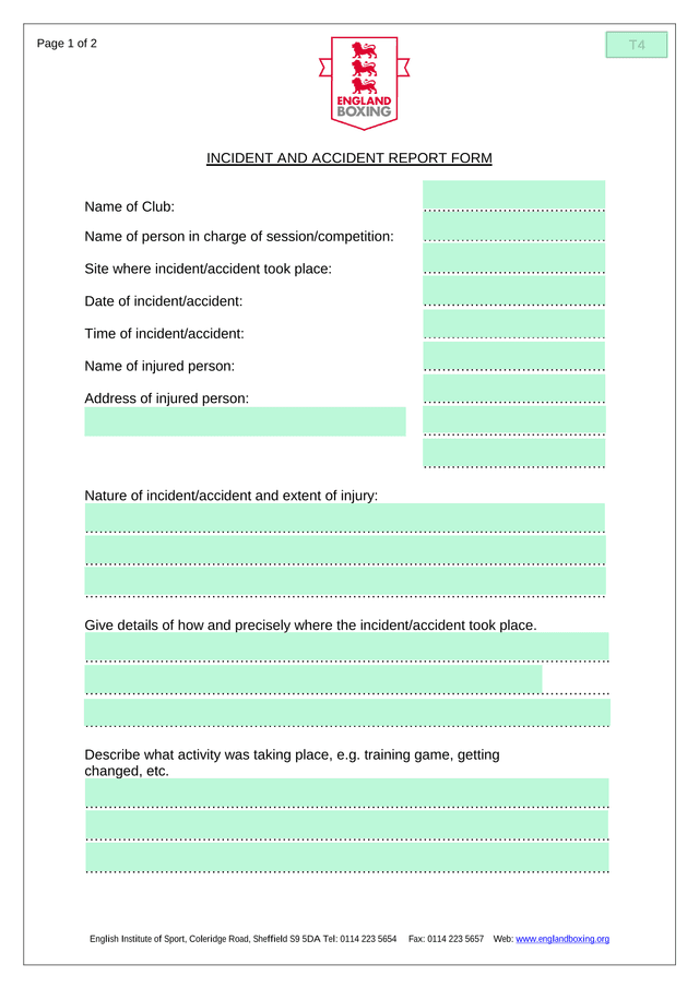Incident And Accident Report Form screenshot