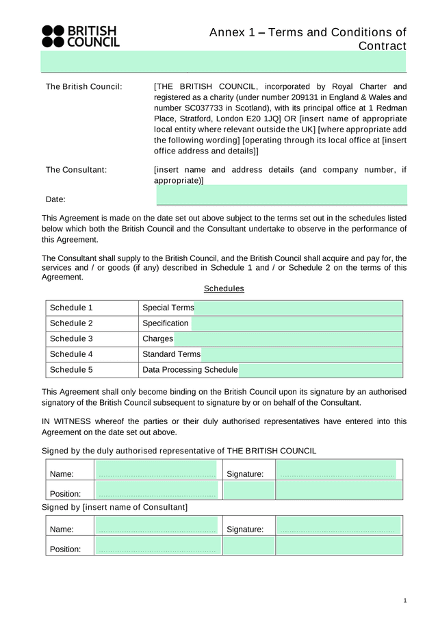 Annex 1  Terms And Conditions Of Contract screenshot