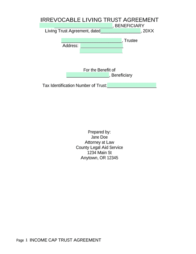 Income Cap Trust Agreement screenshot