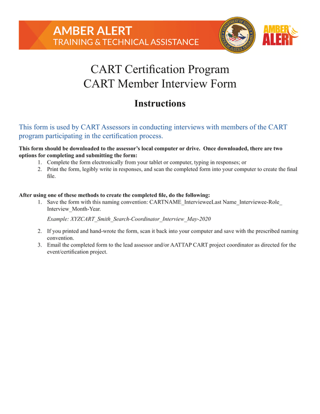 CART Member Interview Form screenshot