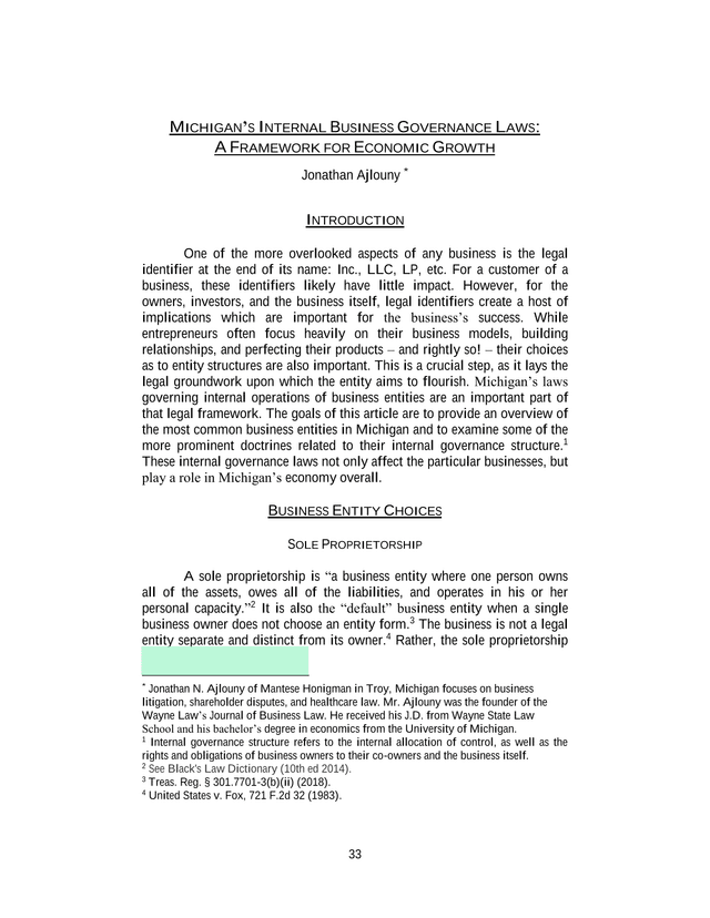 MichiganS Internal Business Governance Laws A Framework For Economic Growth screenshot