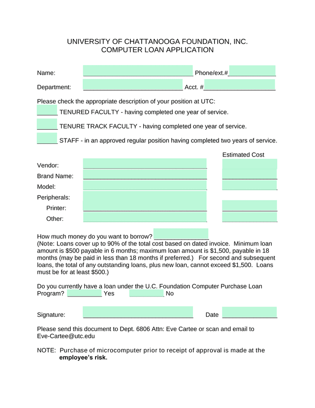 Computer Loan Application screenshot