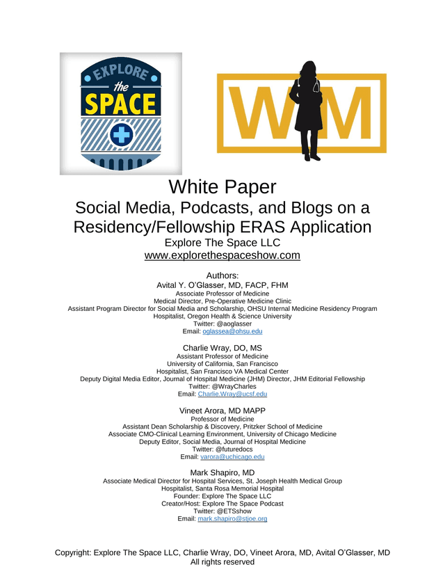 Social Media, Podcasts, And Blogs On A ResidencyFellowship ERAS Application screenshot