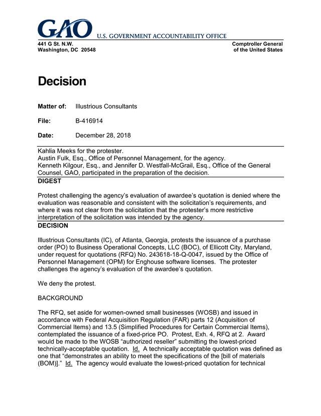 Comptroller General Decision B 416914 screenshot
