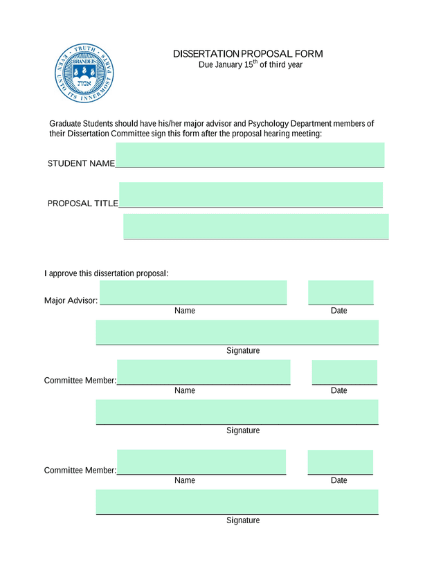 DISSERTATION PROPOSAL FORM screenshot