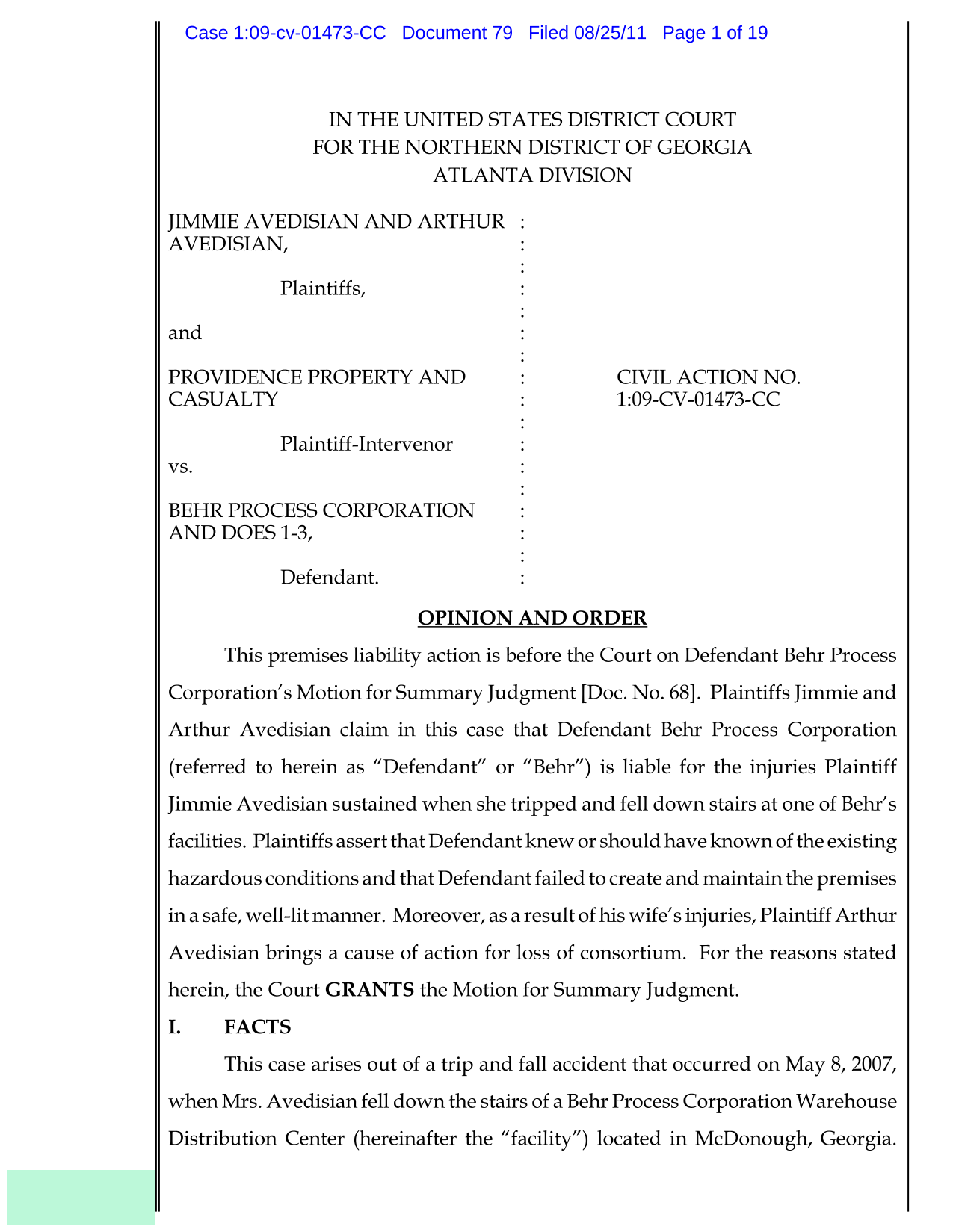 Avedisian V. Behr Process Corporation   Opinion And Order screenshot