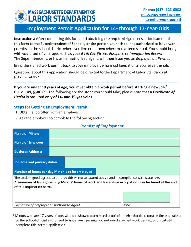 Employment Permit Application For 14  Through 17 Year Olds screenshot