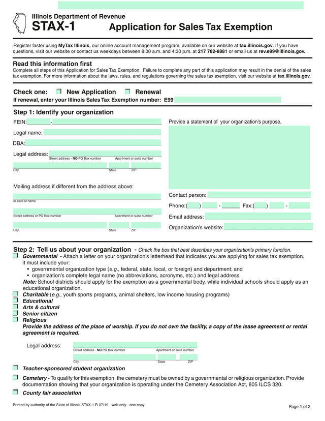 Application For Sales Tax Exemption screenshot