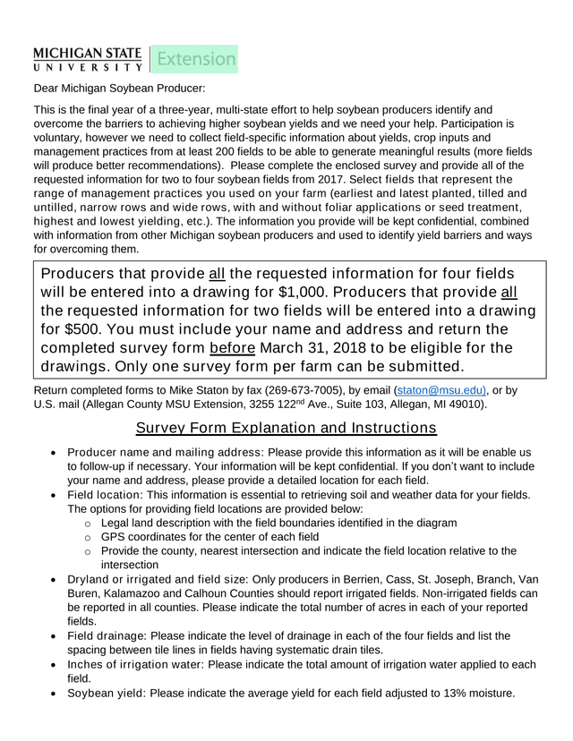 Soybean Producer Survey Form screenshot
