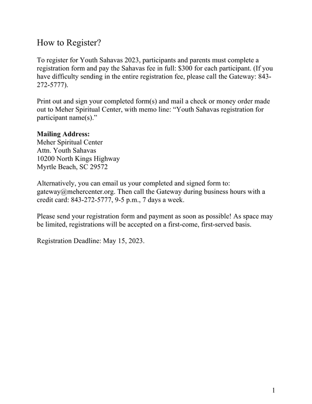 Youth Sahavas 2023 Registration Form screenshot