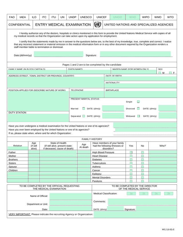 Entry Medical Examination   United Nations And Specialized Agencies screenshot