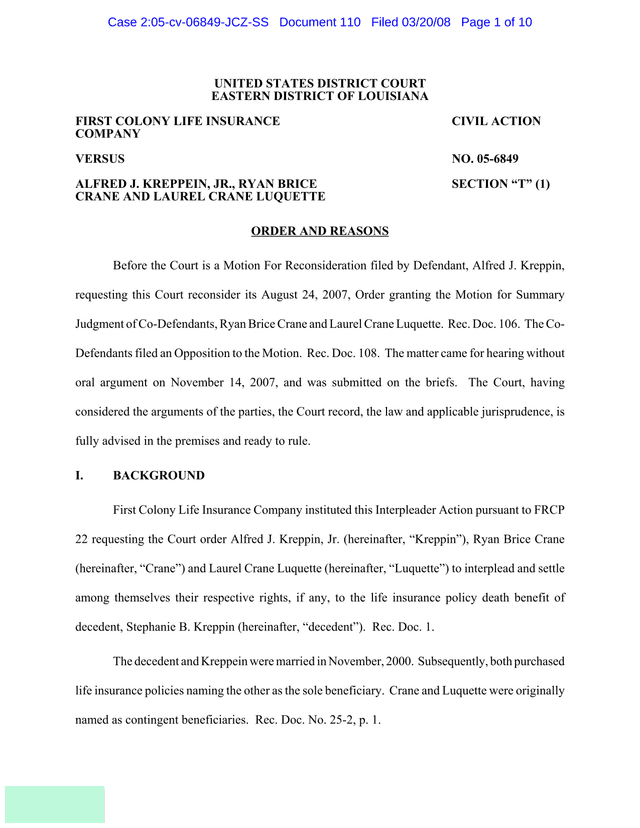 Order And Reasons   Case No. 05 6849 screenshot
