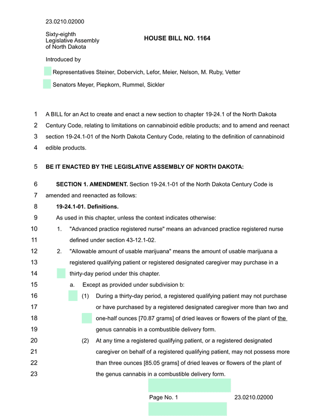 House Bill No. 1164 screenshot