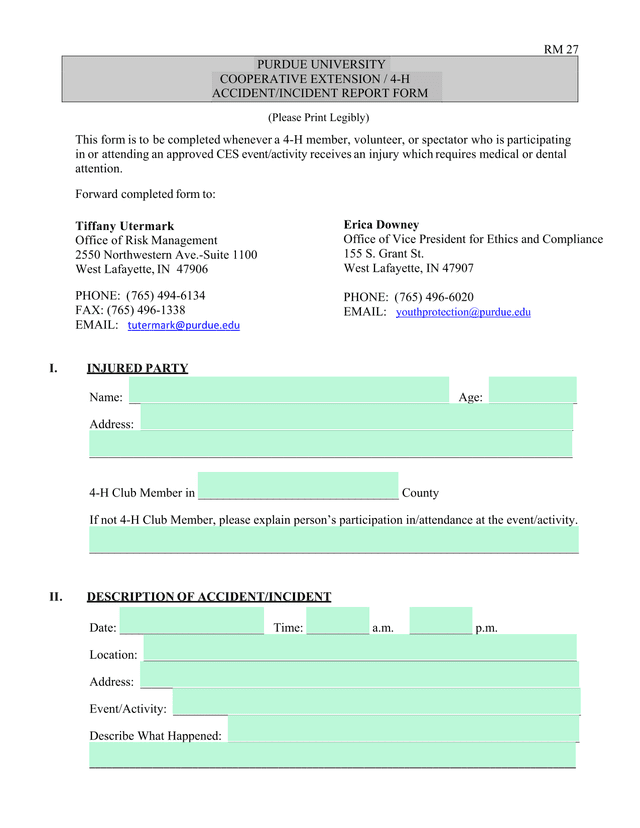 AccidentIncident Report Form screenshot