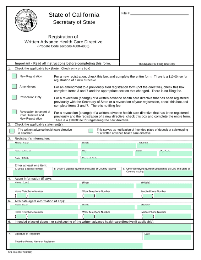 Registration Of Written Advance Health Care Directive screenshot